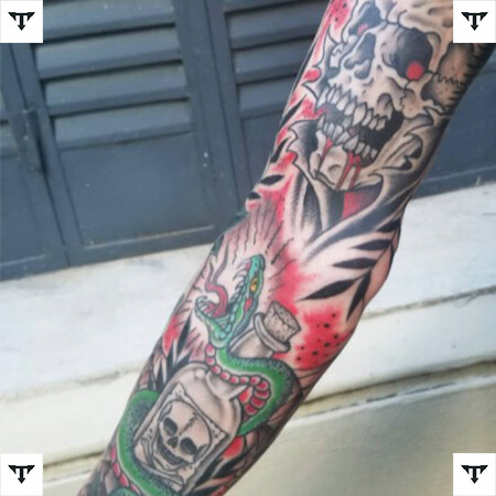 Skinny Arm Sleeve Tattoo  